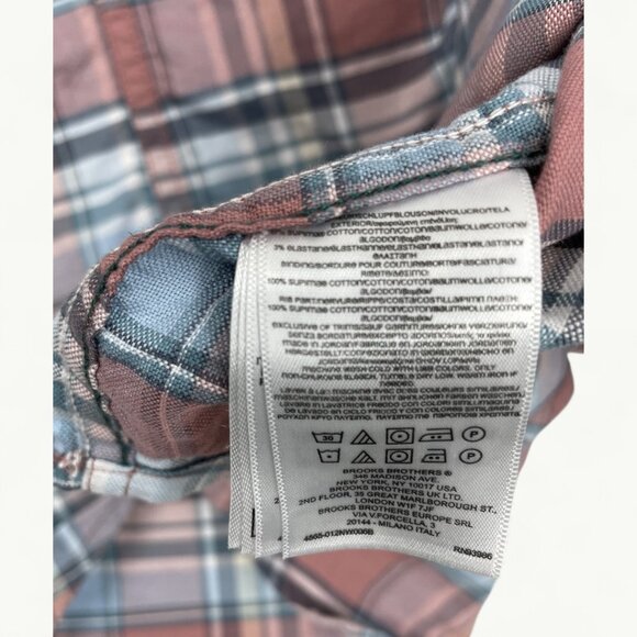 Brooks Brother Regent Supima Cotton Red Blue Plaid Check Youth Boys Large L - Picture 9 of 10
